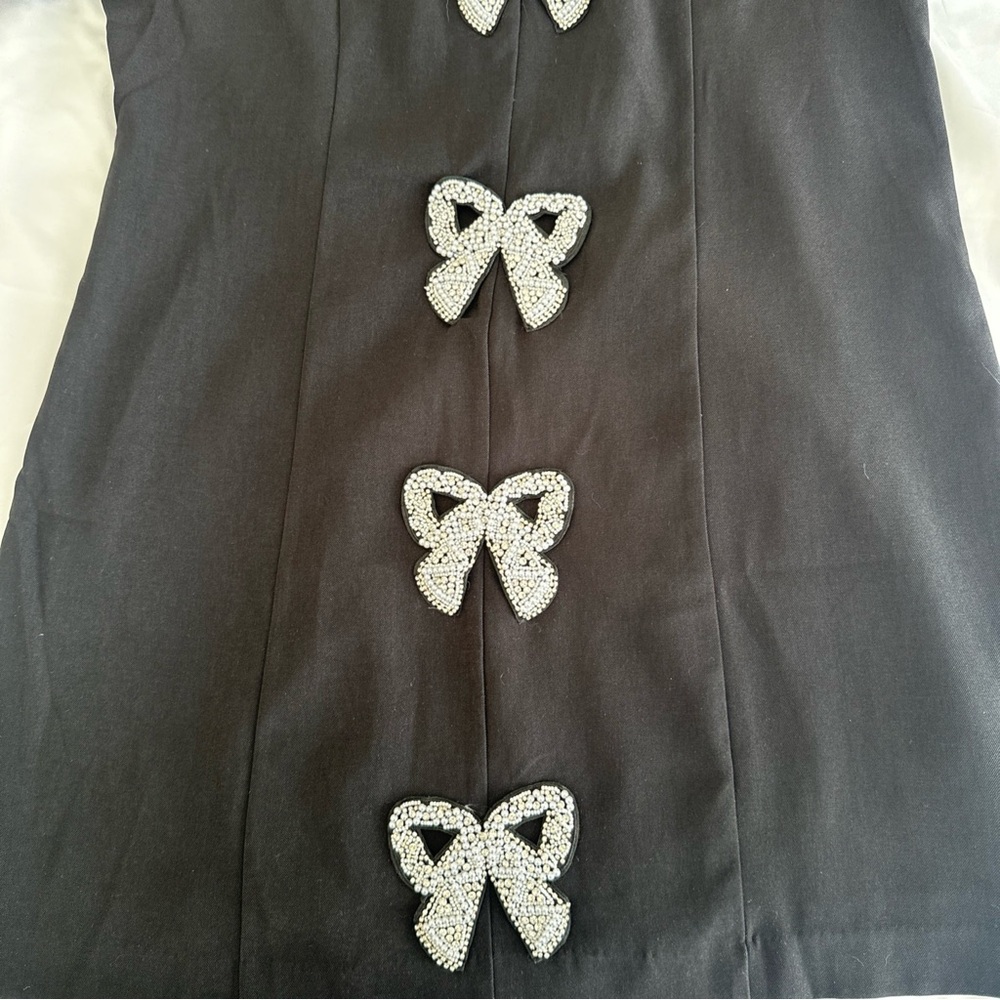 NWT Hyacinth House Beaded Bows‎ Bernadette Mini Dress Black Women's XXL - Picture 8 of 10